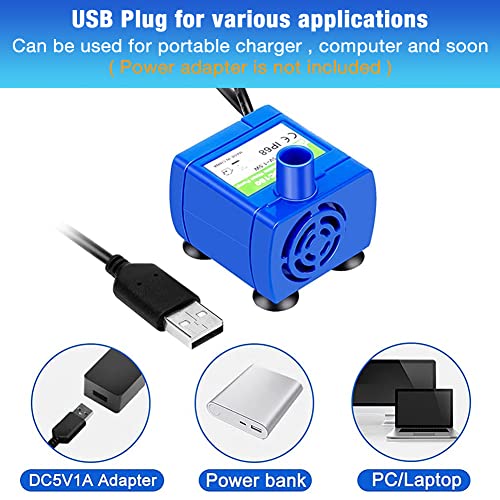 Qpets® Pet Water Fountain Pump Silent Upgraded USB Air with LED Indicator Light Automatic Power Outage After Shortage 5V Replacement 160L/h Max 2PCS Qpets® Pet Water Fountain Pump Silent Upgraded USB Air with LED Indicator Light Automatic Power Outage After Shortage 5V Replacement 160L/h Max 2PCS